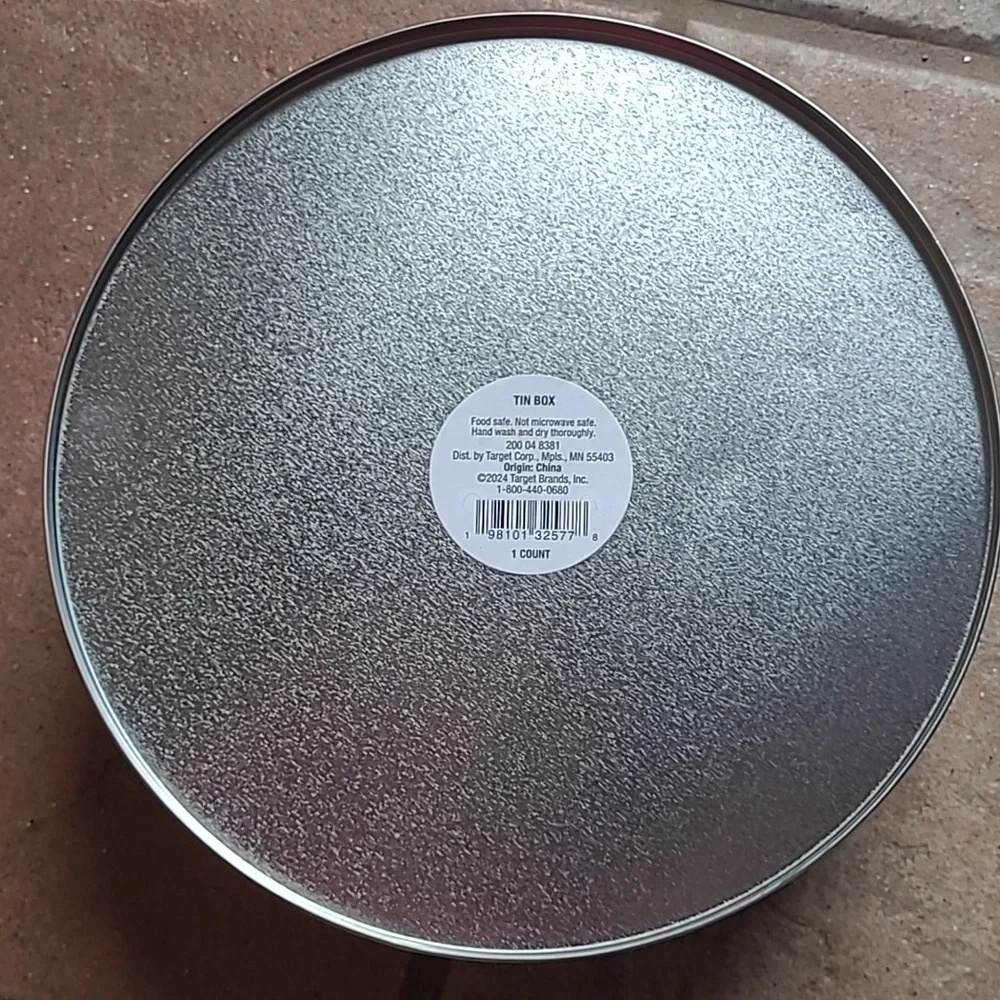 New! Red and White Peppermint Swirl Decorative Metal Tin
